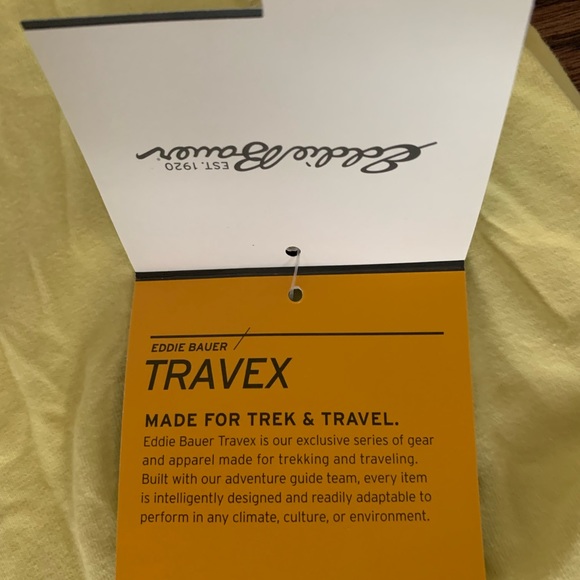 NWT Eddie Bauer travel and trek yellow short sleeve shirt size large - Picture 4 of 4